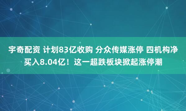 宇奇配资 计划83亿收购 分众传媒涨停 四机构净买入8.04亿！这一超跌板块掀起涨停潮