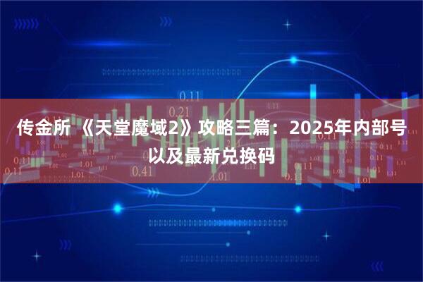 传金所 《天堂魔域2》攻略三篇：2025年内部号以及最新兑换码